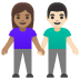 woman and man holding hands, medium skin tone, light skin tone